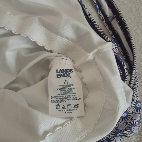 Lands' End Women's S Geo Print Chlorine Resistant Fauxkini One Piece Swimsuit - Picture 4 of 11